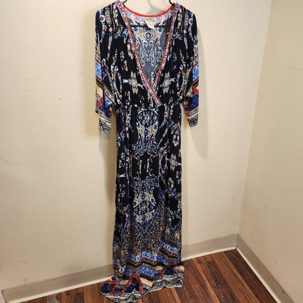 Flying Tomato Bohemian Maxi Dress with Multicolor Patterns Size M